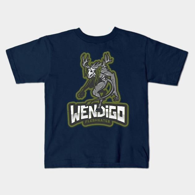 Wendigo Distressed Kids T-Shirt by teecloud